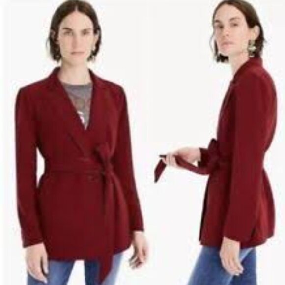 J.Crew Burgundy Crepe Wrap Blazer Size Small - Picture 1 of 8